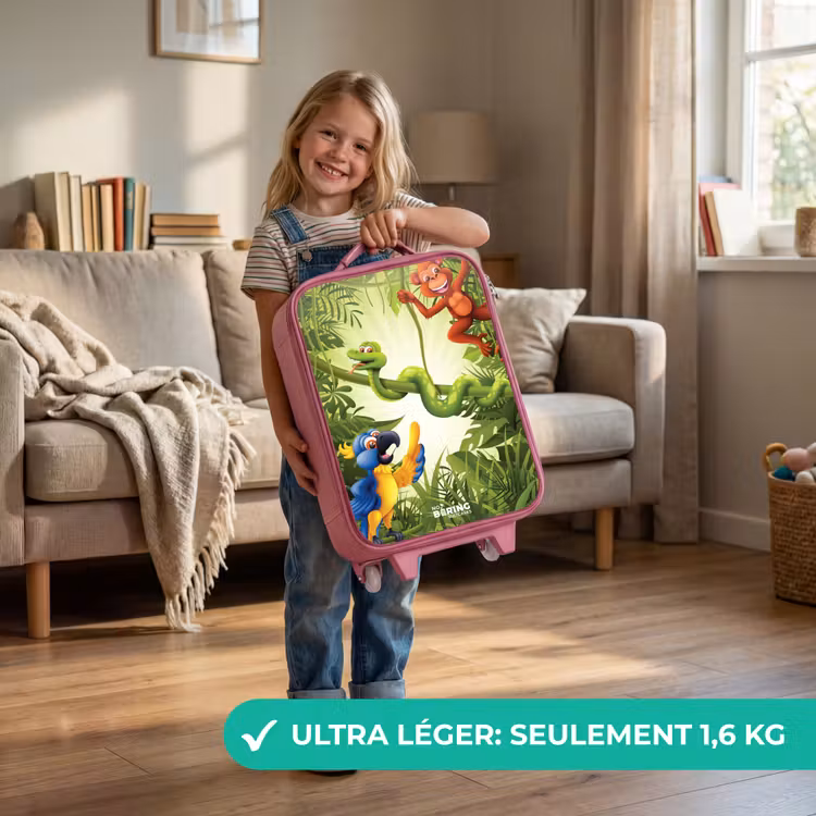 Valise enfant - Rose - Animaux dans la jungle — 3