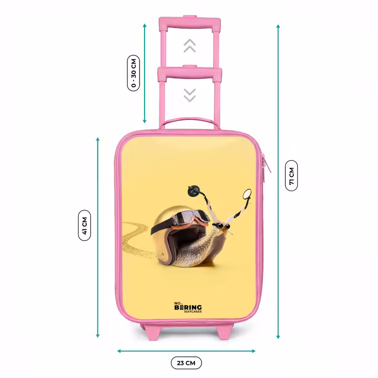 Valise enfant - Rose - Escargot avec casque de moto — 6
