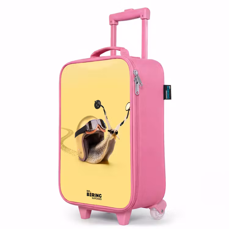 Valise enfant - Rose - Escargot avec casque de moto — 8