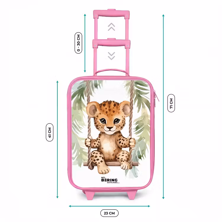 Valise enfant - Rose - Léopard sur une balançoire illustration aquarelle — 6