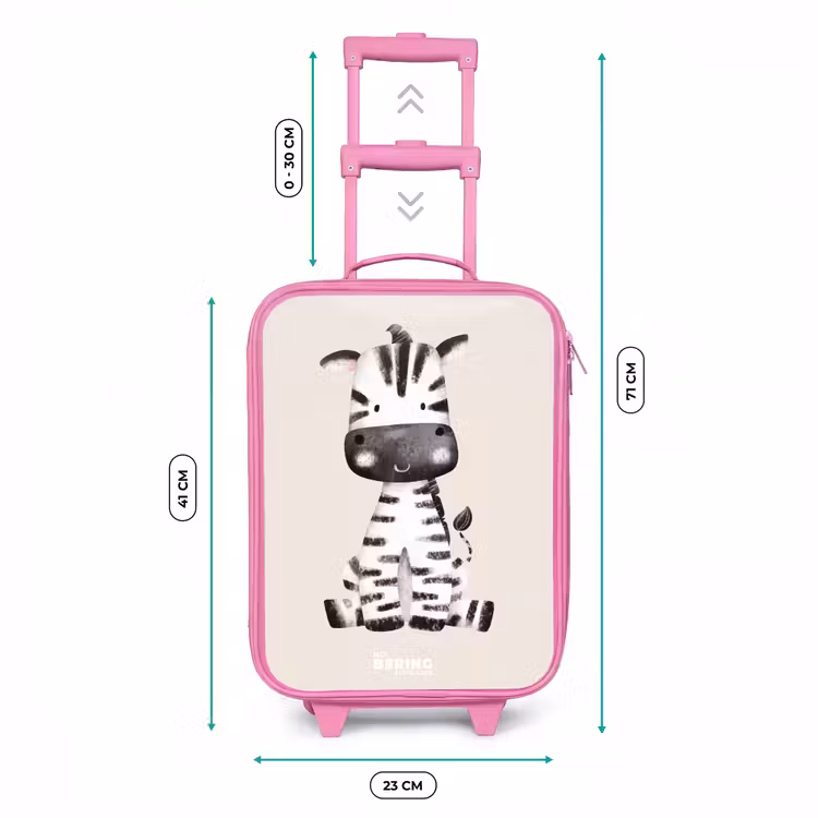 Valise enfant - Rose - Portrait de zèbre sur fond beige — 6