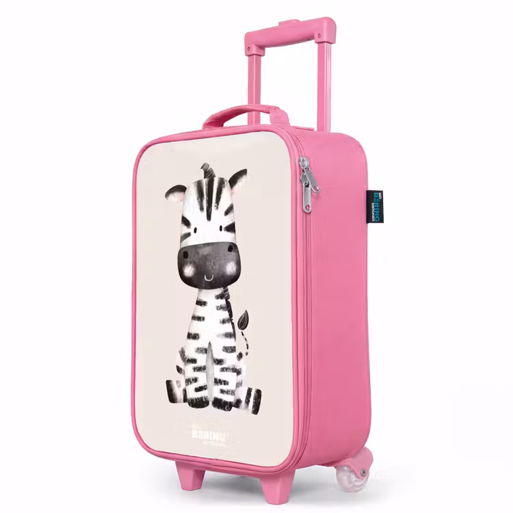 Valise enfant - Rose - Portrait de zèbre sur fond beige — 8