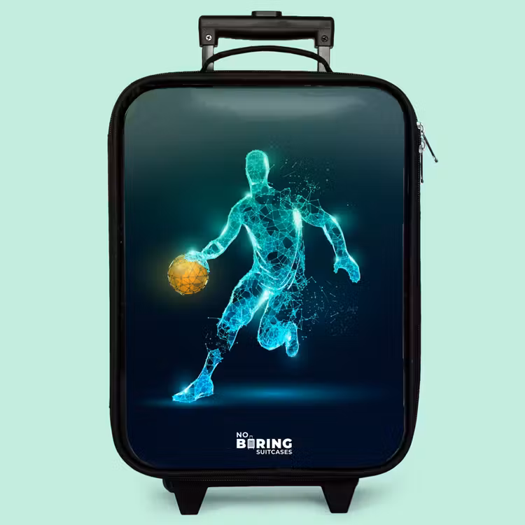 Valise enfant - Joueur de basket-ball en action de dribble au néon — 3