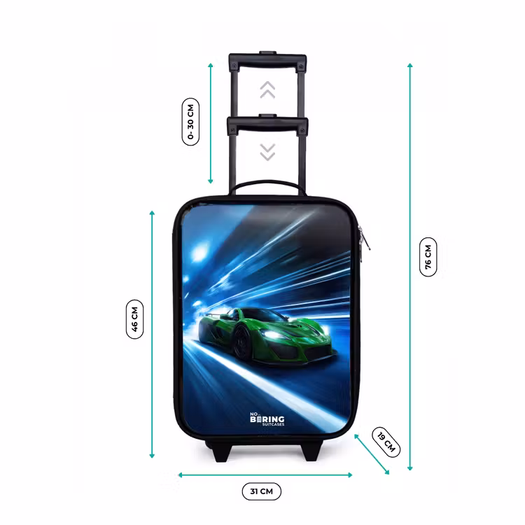 Valise enfant - La supercar verte brille à la lumière des néons — 7