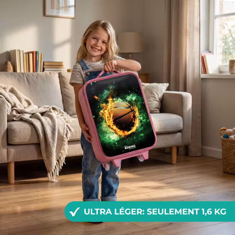 Valise enfant - Rose - Basket-ball en flammes et énergie explosive — 3