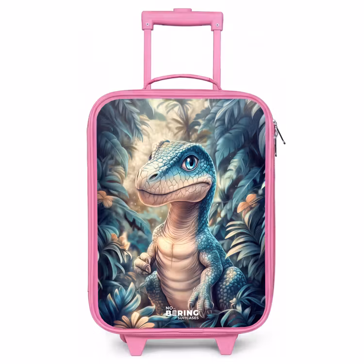 Valise enfant - Rose - Dino dans une jungle mystique au clair de lune — 1
