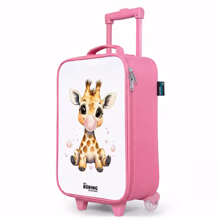 Valise enfant - Rose - Girafe avec boule de gomme rose — 8