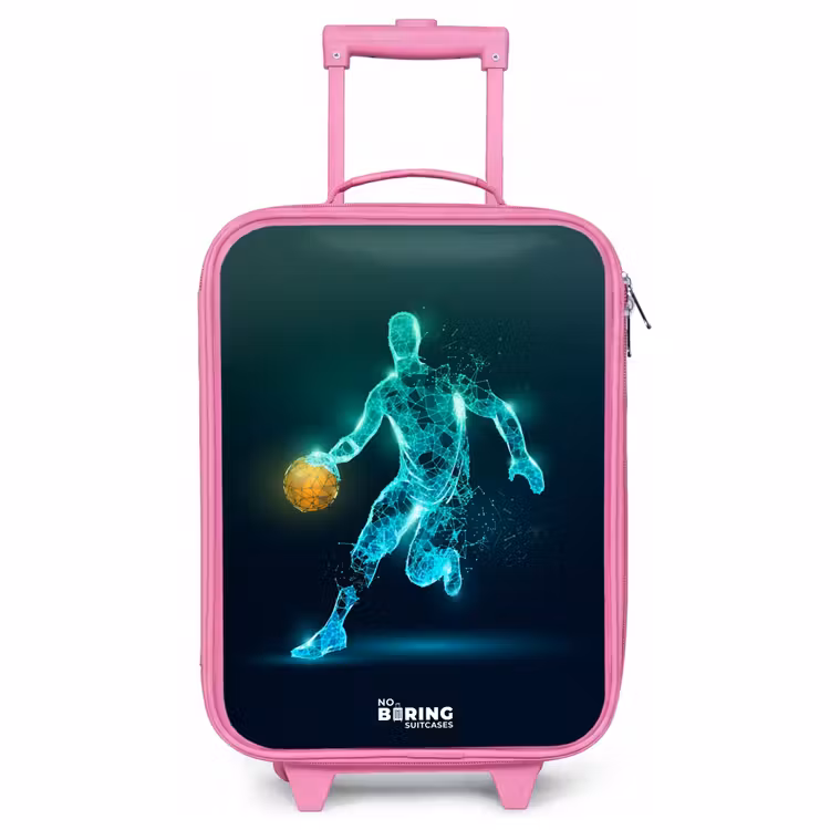 Valise enfant - Rose - Joueur de basket-ball en action de dribble au néon — 1