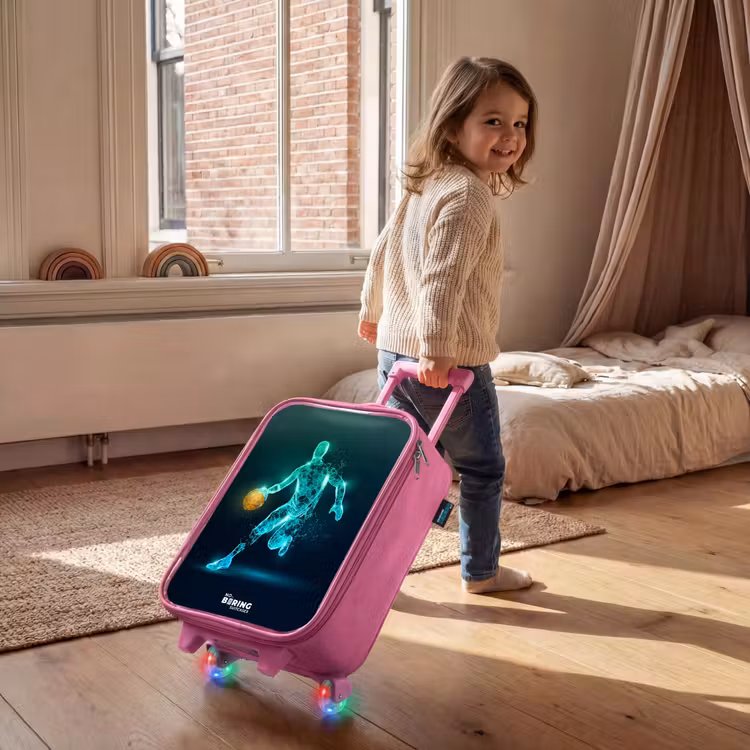 Valise enfant - Rose - Joueur de basket-ball en action de dribble au néon — 2