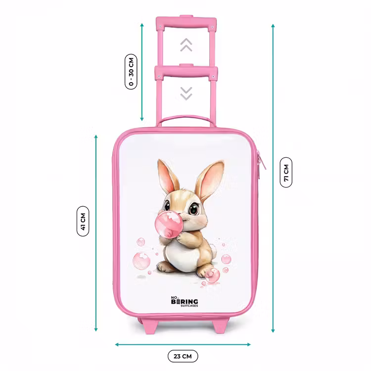 Valise enfant - Rose - Lapin brun avec des bulles roses — 6