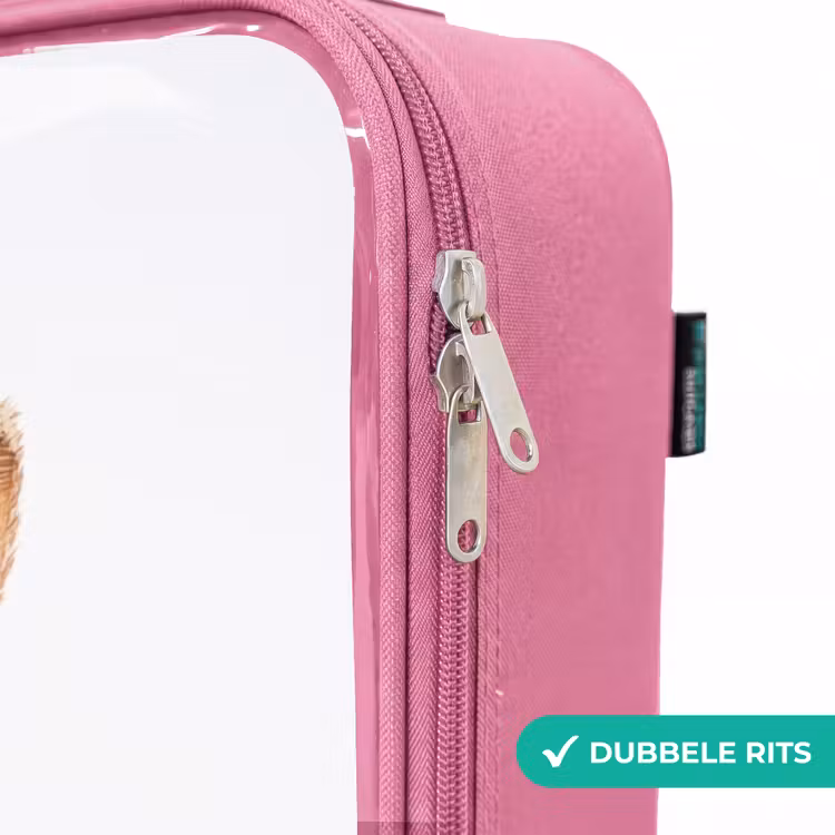 Valise enfant - Rose - Lapin brun avec des bulles roses — 7