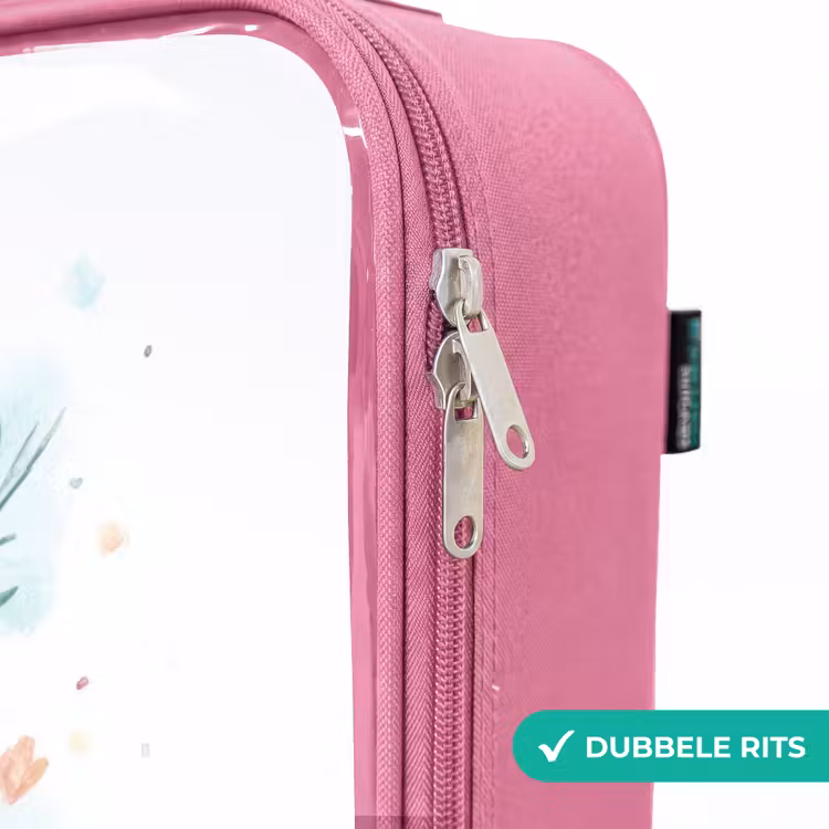 Valise enfant - Rose - Licorne à la crinière bleue et chaton orange — 7