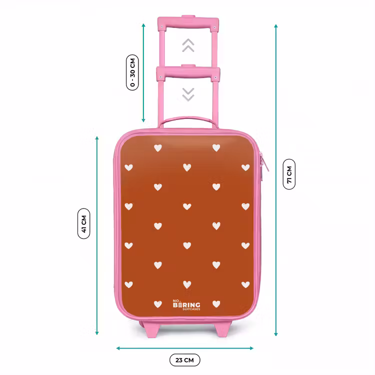 Valise enfant - Rose - Motif de cœur blanc sur fond orange-brun — 6