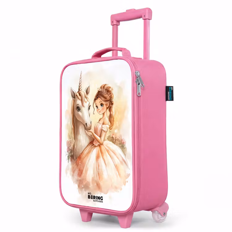 Valise enfant - Rose - Princesse en robe avec licorne blanche — 8