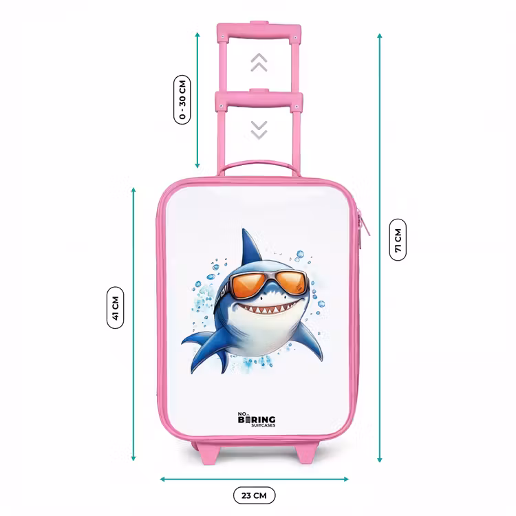 Valise enfant - Rose - Requin cool avec des lunettes de soleil dans l'eau — 6