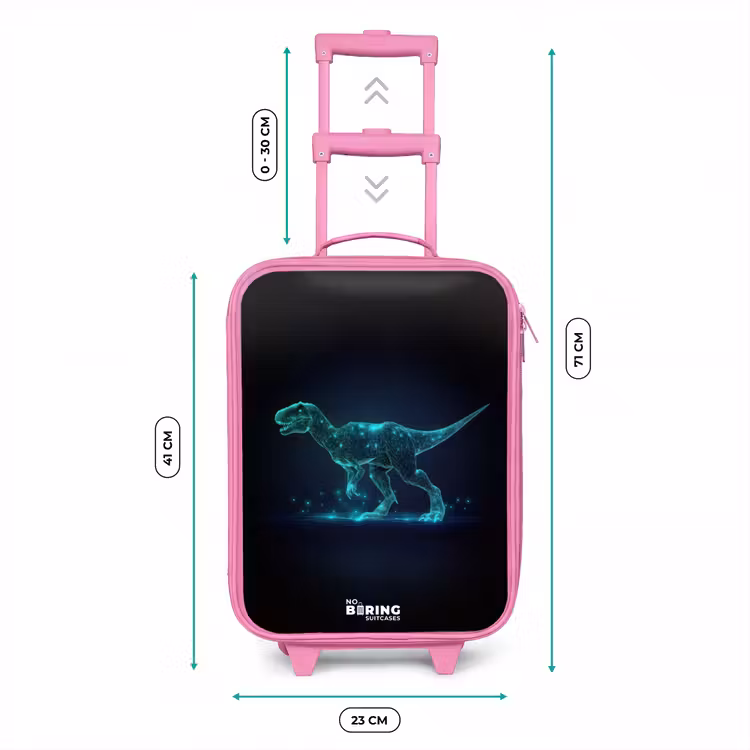 Valise enfant - Rose - T-Rex numérique dans un champ de lumière bleue — 6