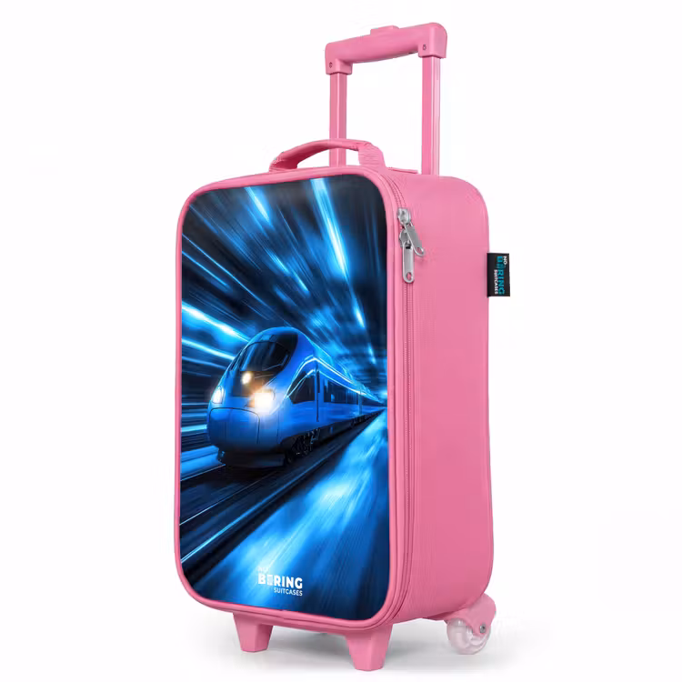 Valise enfant - Rose - Un train ultrarapide dans un tunnel bleu fluo — 8