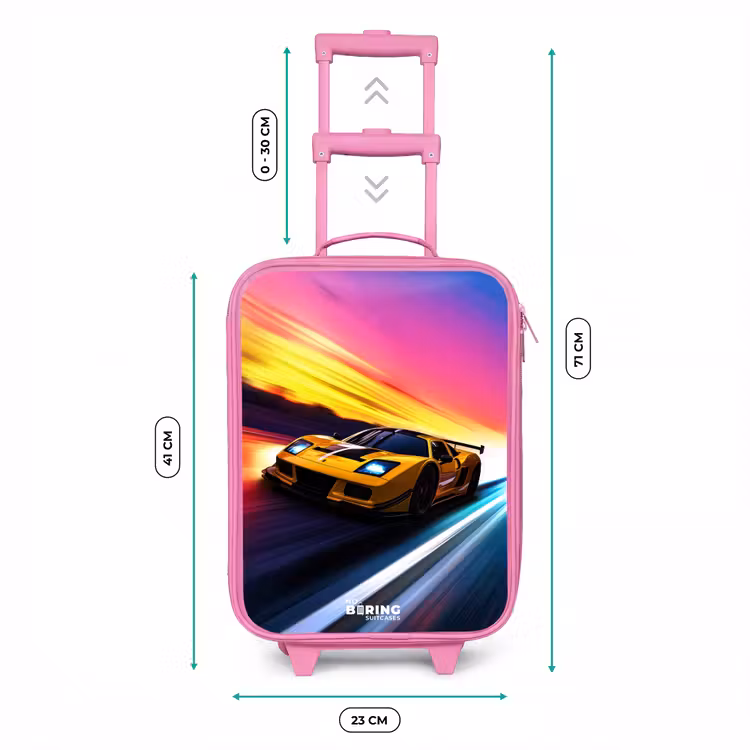 Valise enfant - Rose - Voiture de course jaune au coucher du soleil — 6