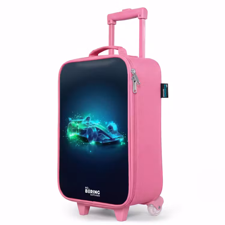 Valise enfant - Rose - Voiture de course néon en style numérique — 8