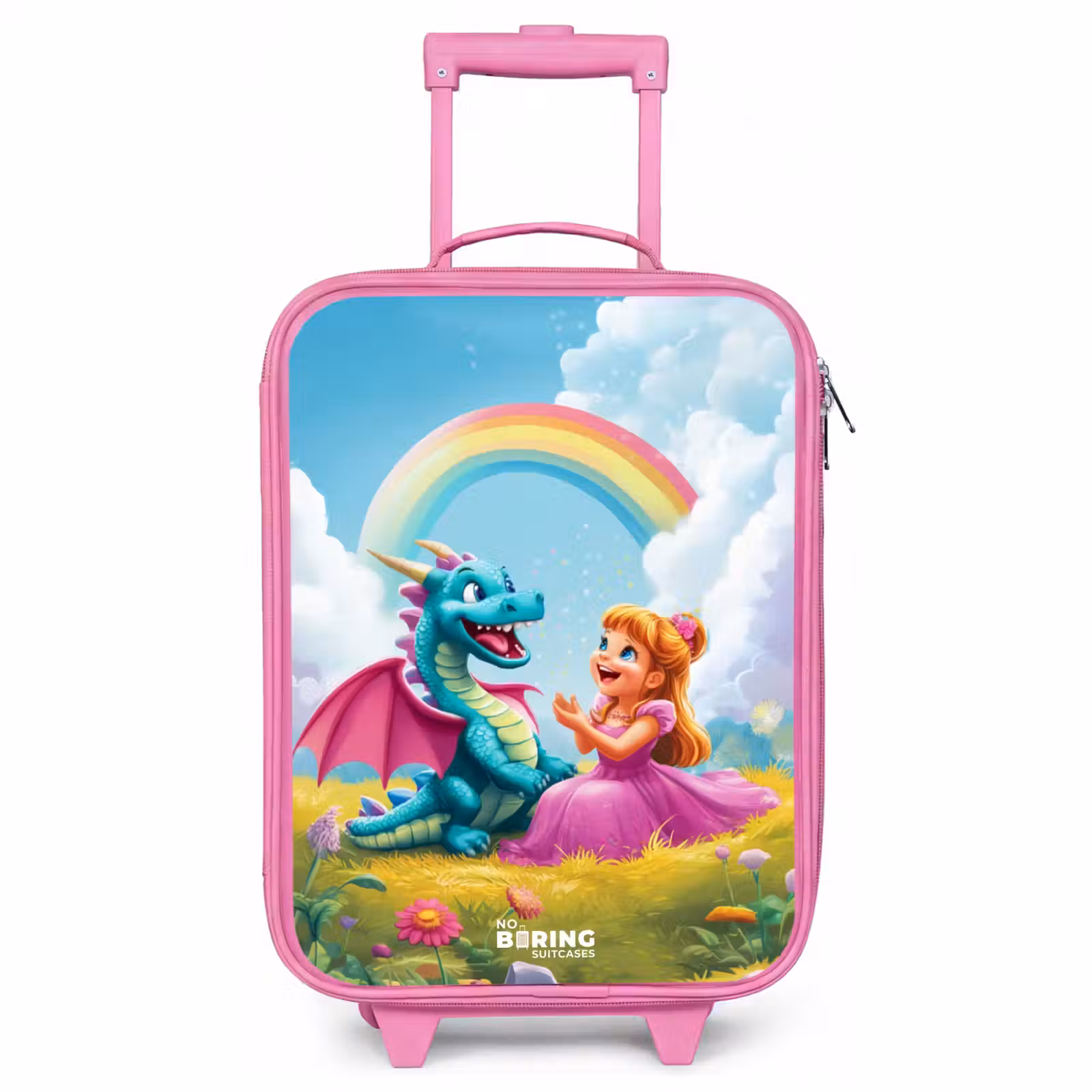 Valise enfant - Rose - Princesse et dino dans un monde coloré — 1