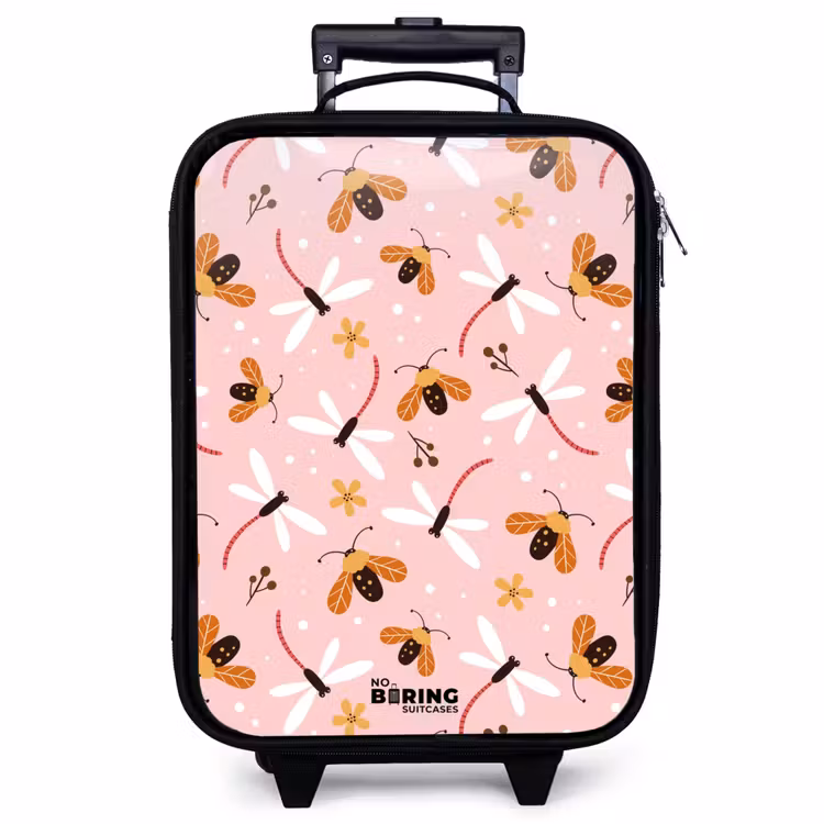 Valise enfant - Coccinelles et libellules sur fond rose — 1