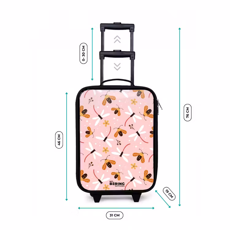 Valise enfant - Coccinelles et libellules sur fond rose — 7