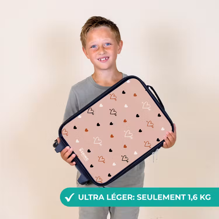 Valise enfant - Cœurs avec flèches en noir, blanc et rose — 2