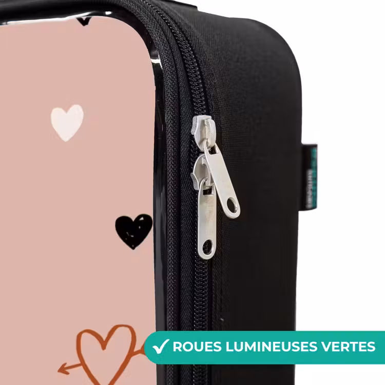 Valise enfant - Cœurs avec flèches en noir, blanc et rose — 6