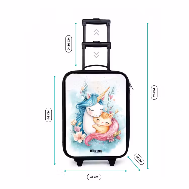 Valise enfant - Licorne à la crinière bleue et chaton orange — 7