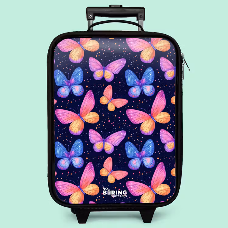 Valise enfant - Papillons colorés en rose et bleu — 3