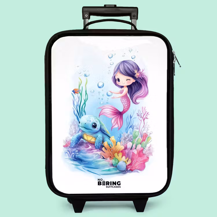 Valise enfant - Sirène avec tortue bleue parmi les coraux — 3