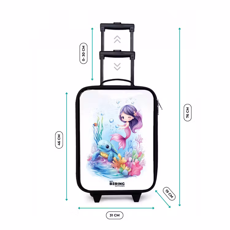 Valise enfant - Sirène avec tortue bleue parmi les coraux — 7