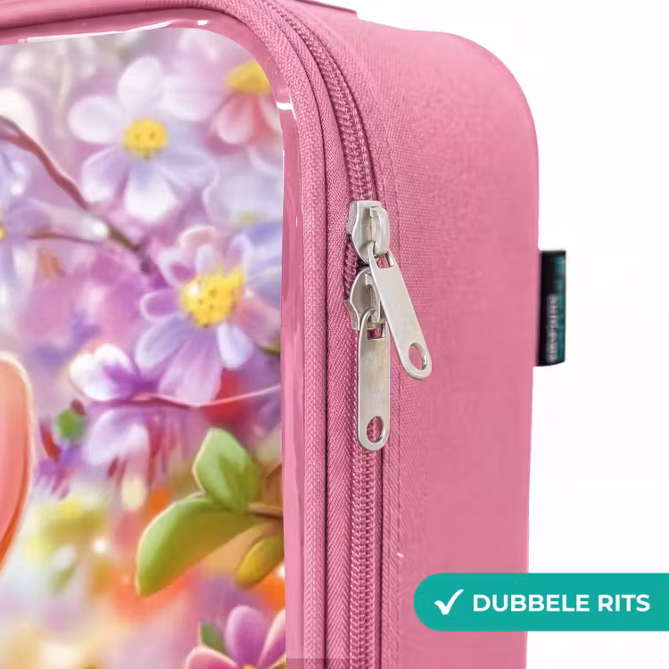 Valise enfant - Rose - Cerf et écureuil dans un champ de fleurs coloré — 7