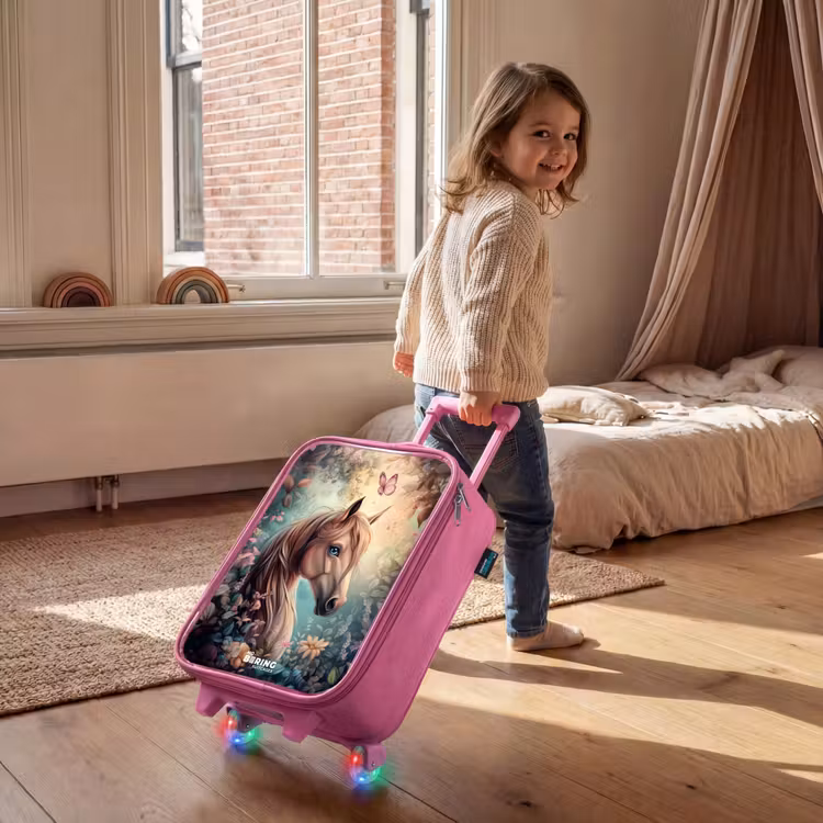 Valise enfant - Rose - Cheval avec papillons dans un jardin de fleurs — 2