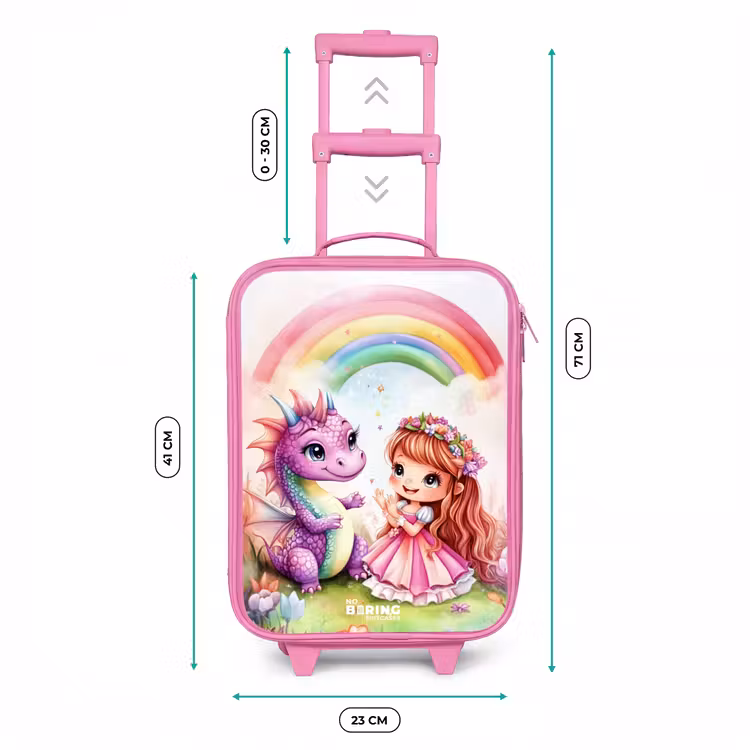 Valise enfant - Rose - Fille avec un dragon violet sous un arc-en-ciel — 6