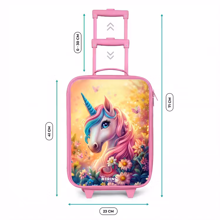 Valise enfant - Rose - Licorne avec fleurs colorées — 6