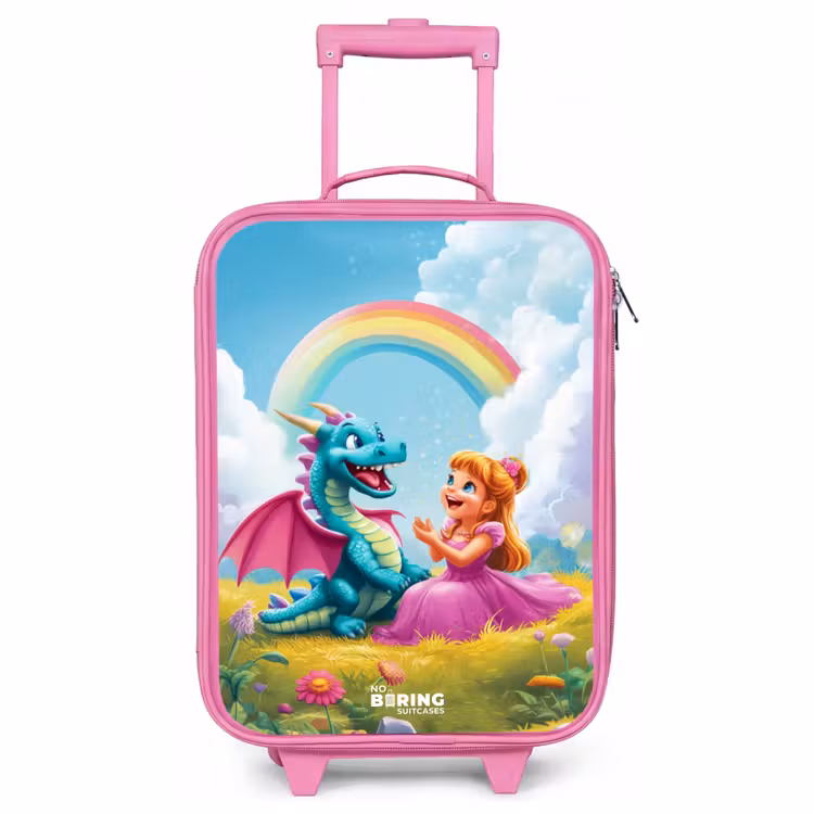Valise enfant - Rose - Princesse et dino dans un monde coloré — 1