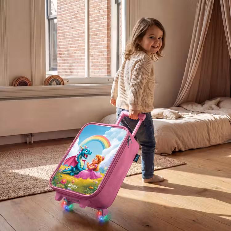 Valise enfant - Rose - Princesse et dino dans un monde coloré — 2