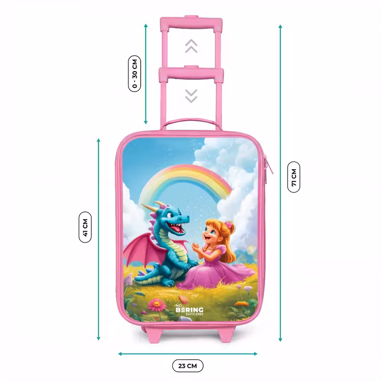 Valise enfant - Rose - Princesse et dino dans un monde coloré — 6