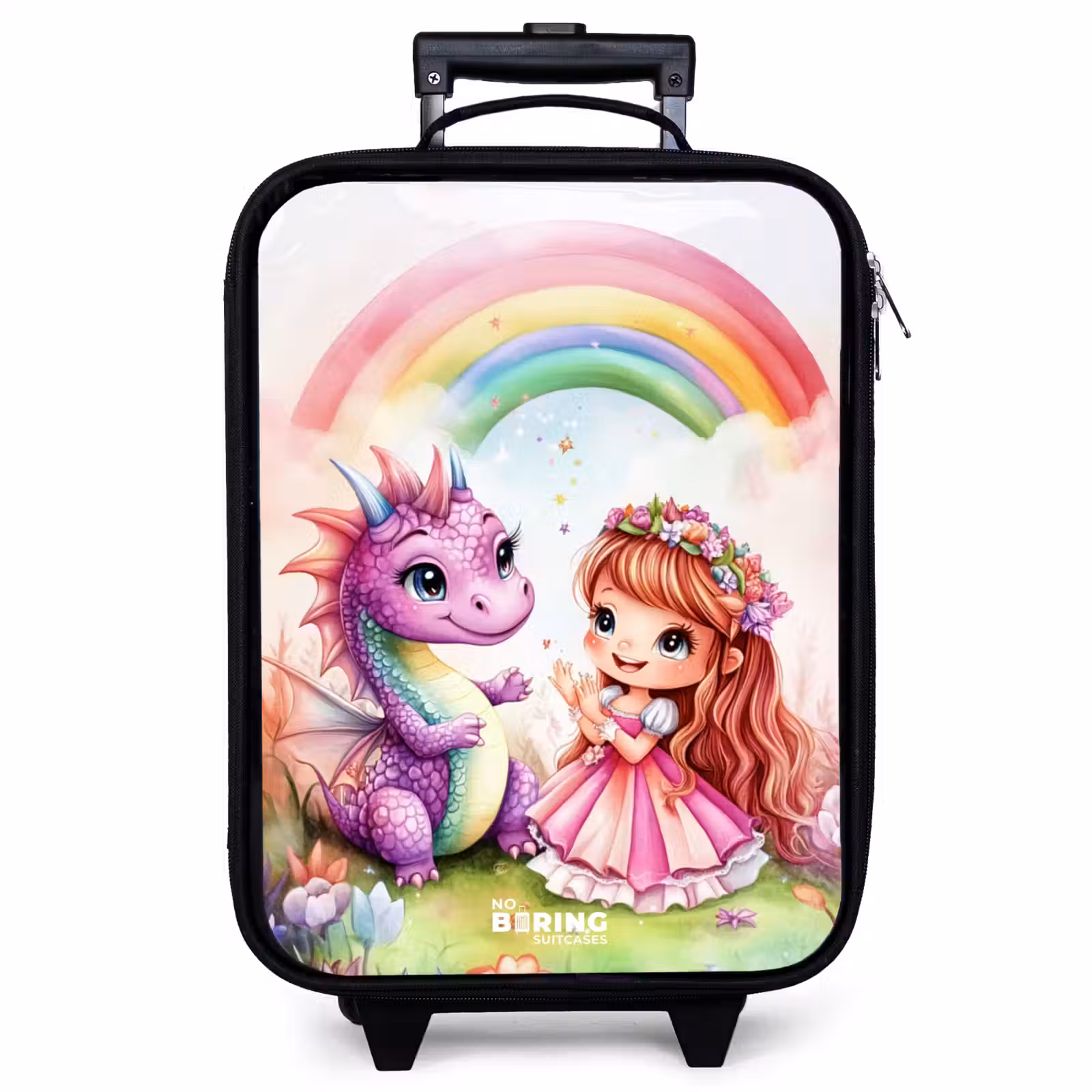 Valise enfant - Fille avec un dragon violet sous un arc-en-ciel — 1
