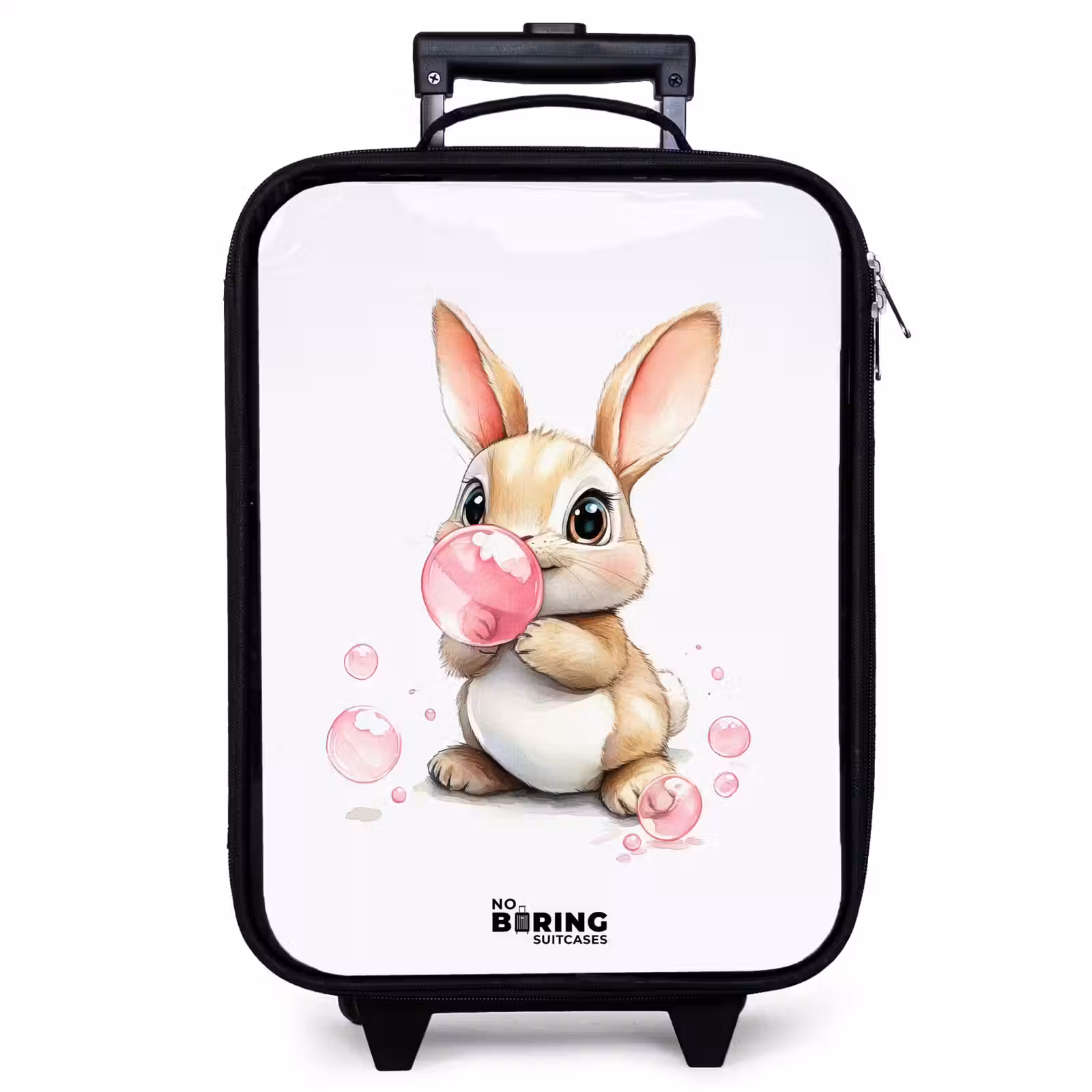 Valise enfant - Lapin brun avec des bulles roses — 1