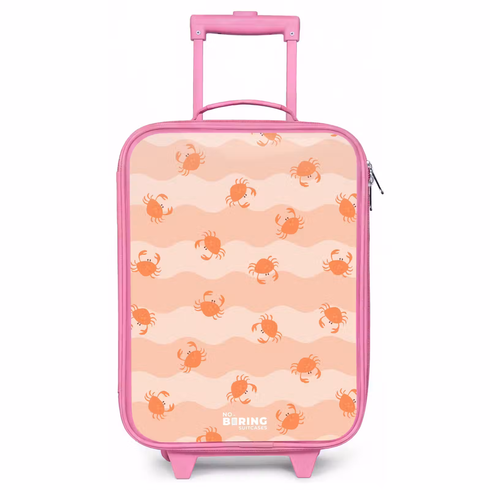 Valise enfant - Rose - Crabes orange sur fond ondulé — 1