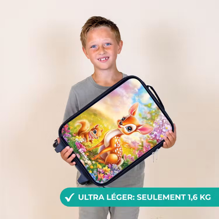 Valise enfant - Cerf et écureuil dans un champ de fleurs coloré — 2