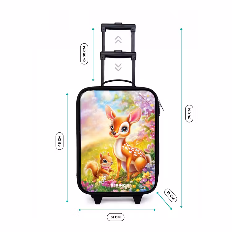 Valise enfant - Cerf et écureuil dans un champ de fleurs coloré — 7