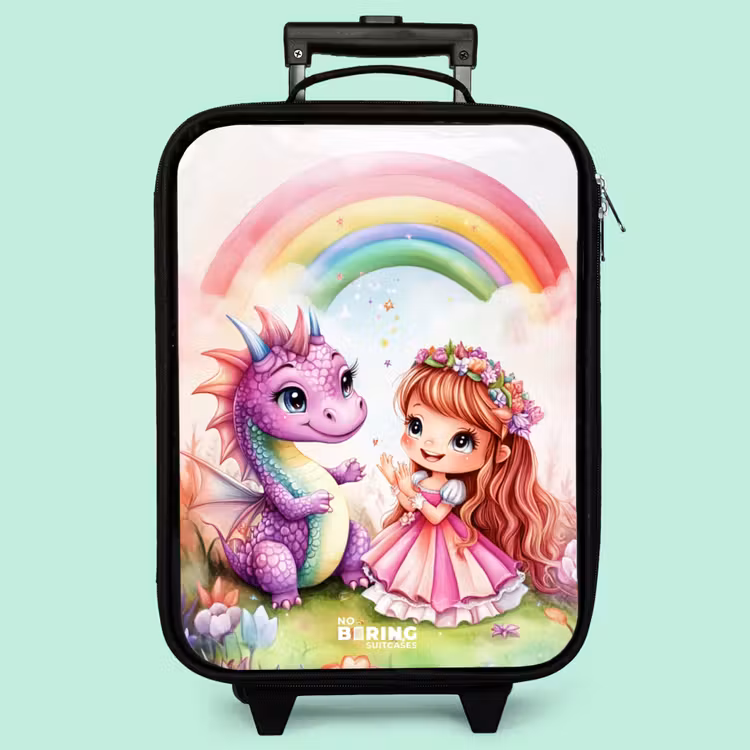 Valise enfant - Fille avec un dragon violet sous un arc-en-ciel — 3
