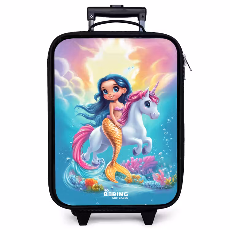 Valise enfant - Sirène à queue d'or avec une licorne blanche — 1