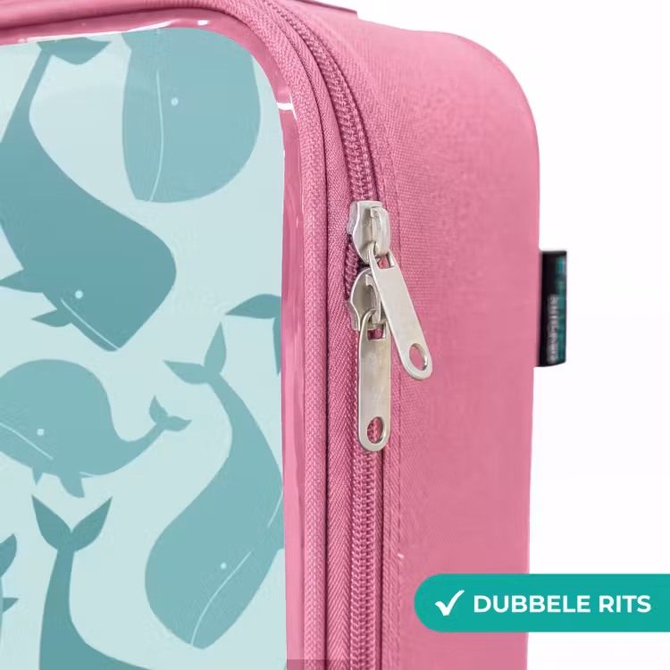 Valise enfant - Rose - Baleines stylisées dans des tons de vert de mer — 7
