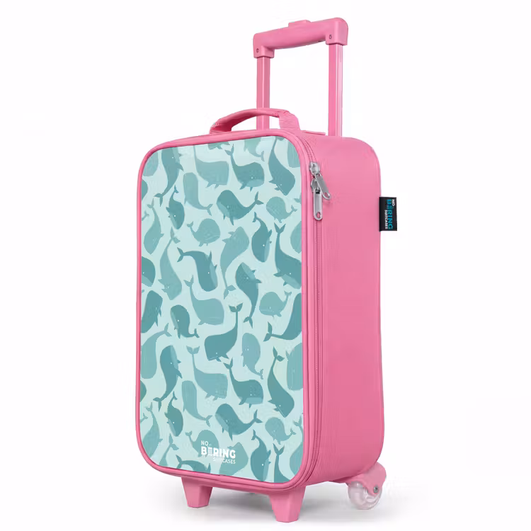 Valise enfant - Rose - Baleines stylisées dans des tons de vert de mer — 8