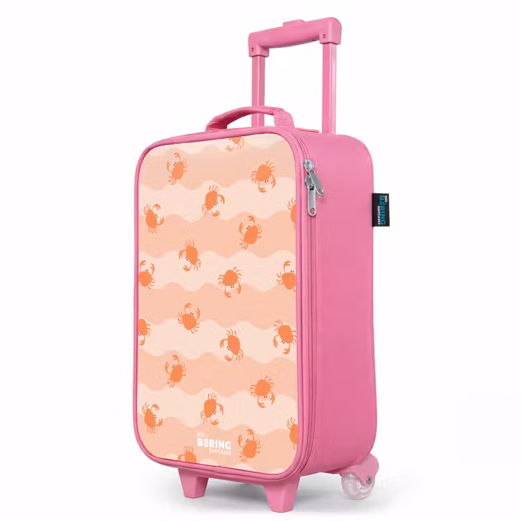 Valise enfant - Rose - Crabes orange sur fond ondulé — 8