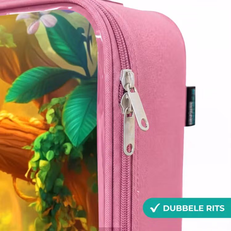 Valise enfant - Rose - Éléphant et singe dans une jungle colorée — 7